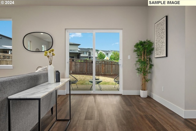 doorway to outside featuring dark hardwood / wood-style floors