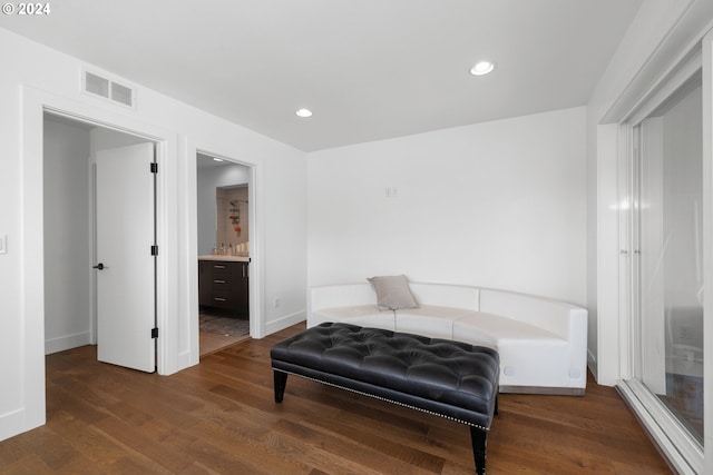 living area featuring dark hardwood / wood-style flooring