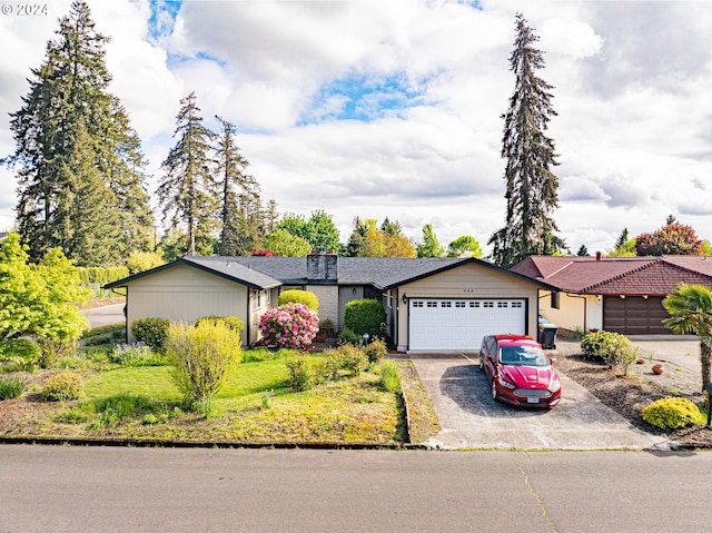 single story home with a garage