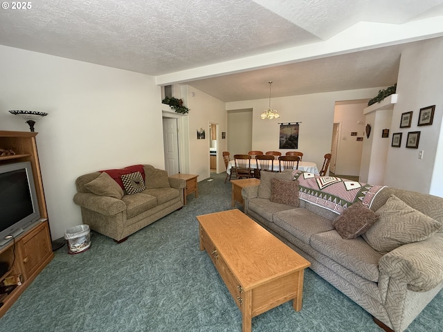 2647 S Tenmile, Lakeside, OR 97449 - carpeted living room with a textured ceiling