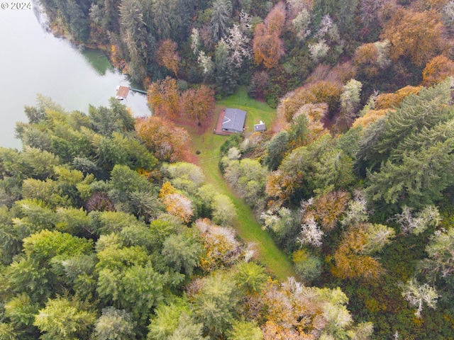 2647 S Tenmile, Lakeside, OR 97449 - aerial view of property and surrounding area featuring a heavily wooded area and a large body of water