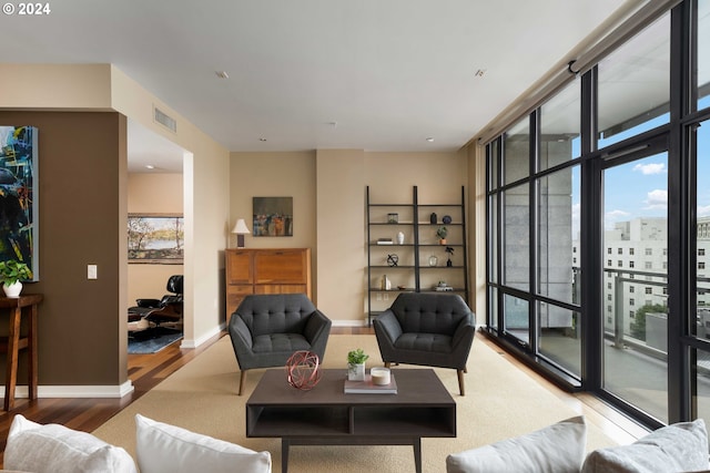 living room featuring wood-type flooring