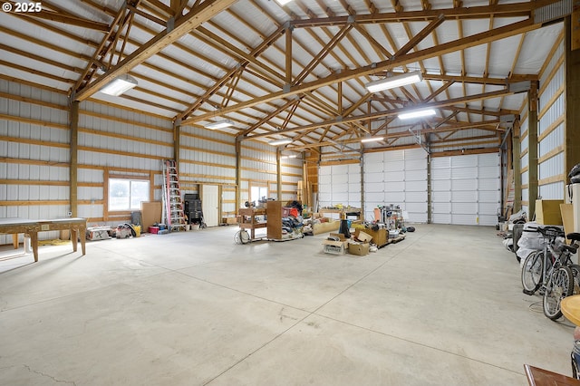 garage with metal wall