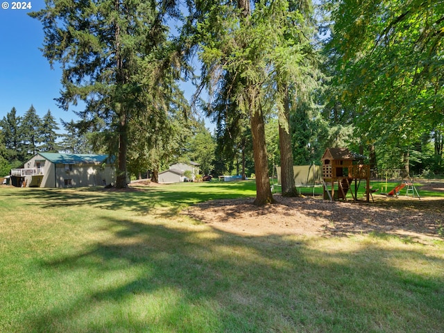 view of yard featuring a playground