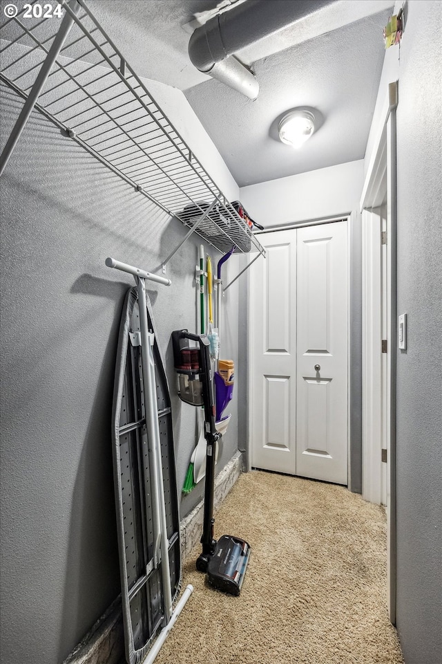 walk in closet featuring carpet floors