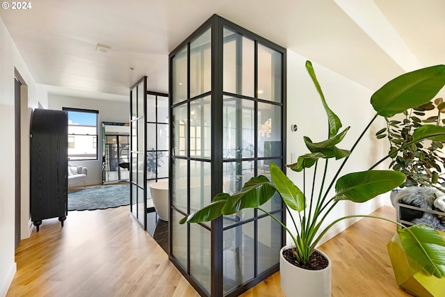 corridor featuring light hardwood / wood-style flooring