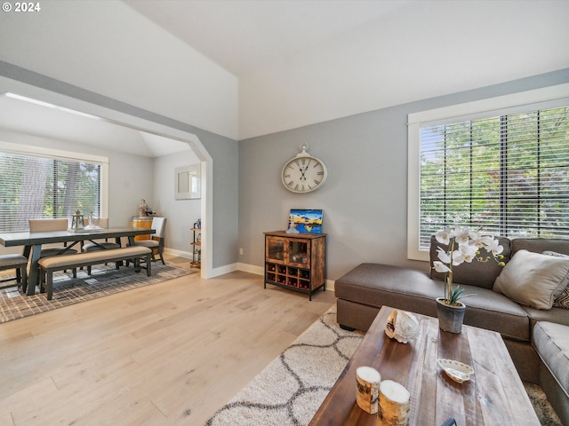 living room with light hardwood / wood-style floors