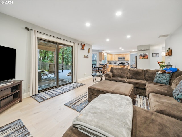 living room featuring light hardwood / wood-style flooring