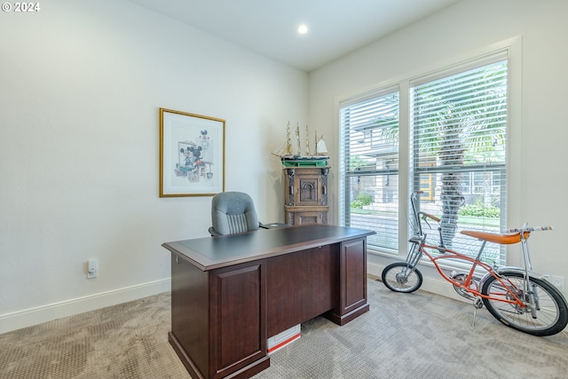 view of carpeted office space