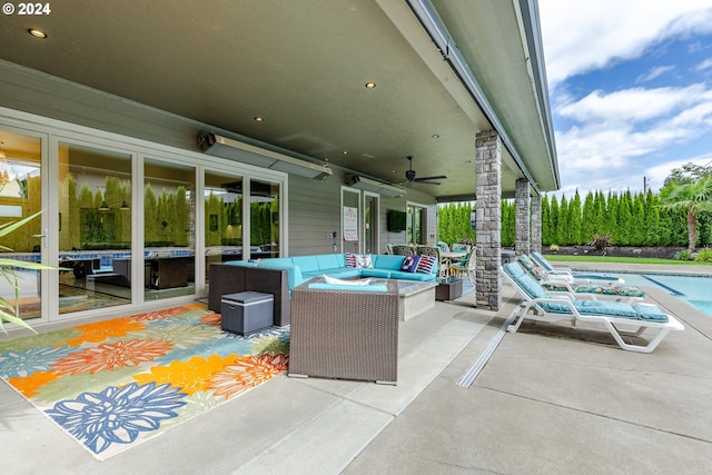 view of patio / terrace with outdoor lounge area and ceiling fan