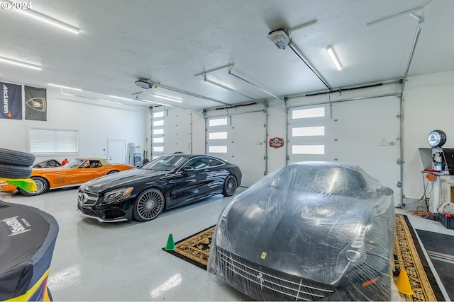 garage with a garage door opener