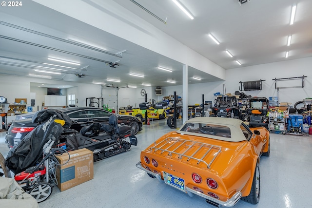 garage with a garage door opener