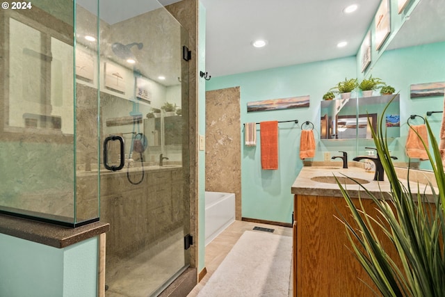 39145 Eagles Rest Rd, Dexter, OR 97431 - bathroom with a stall shower, a garden tub, vanity, and visible vents