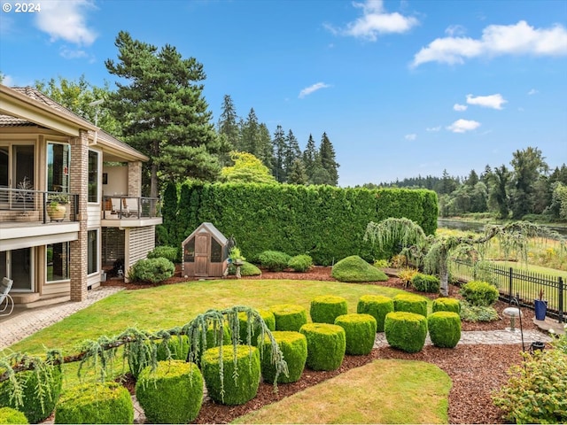 view of yard with a balcony