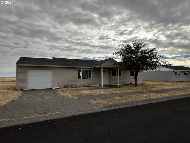 ranch-style home with a garage and driveway