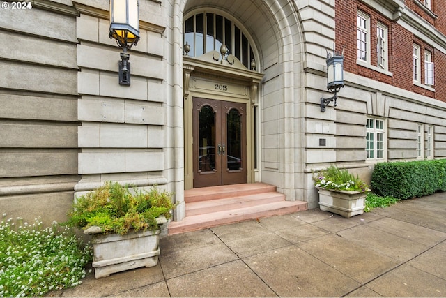 entrance to property with french doors