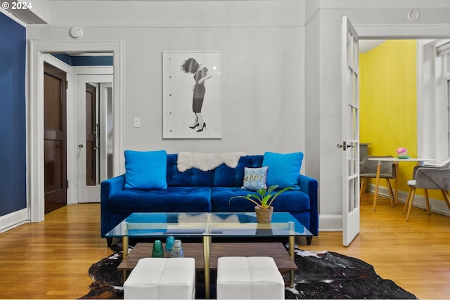 living room with hardwood / wood-style floors