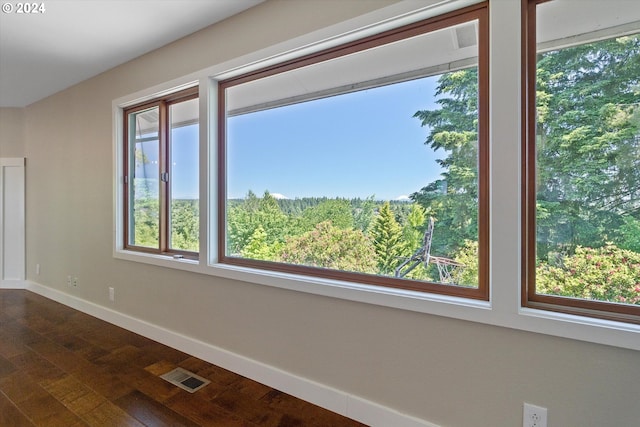 unfurnished room featuring dark hardwood / wood-style flooring