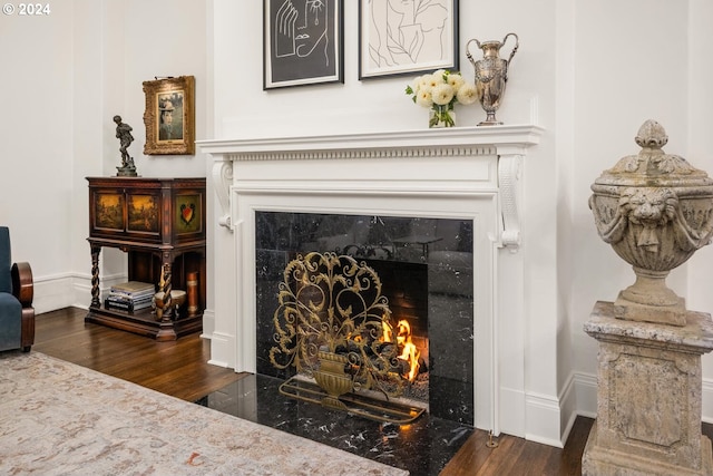 details with hardwood / wood-style flooring