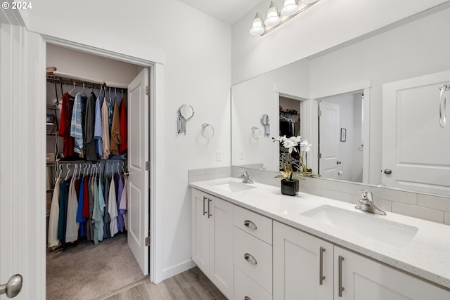 bathroom featuring hardwood / wood-style floors and vanity