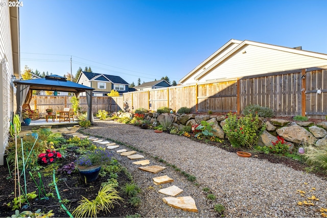 view of yard with a patio and a gazebo