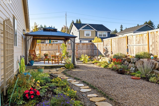 view of yard with a patio and a gazebo