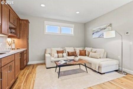 living room with light wood-type flooring