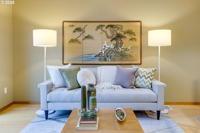 living room featuring light wood-type flooring