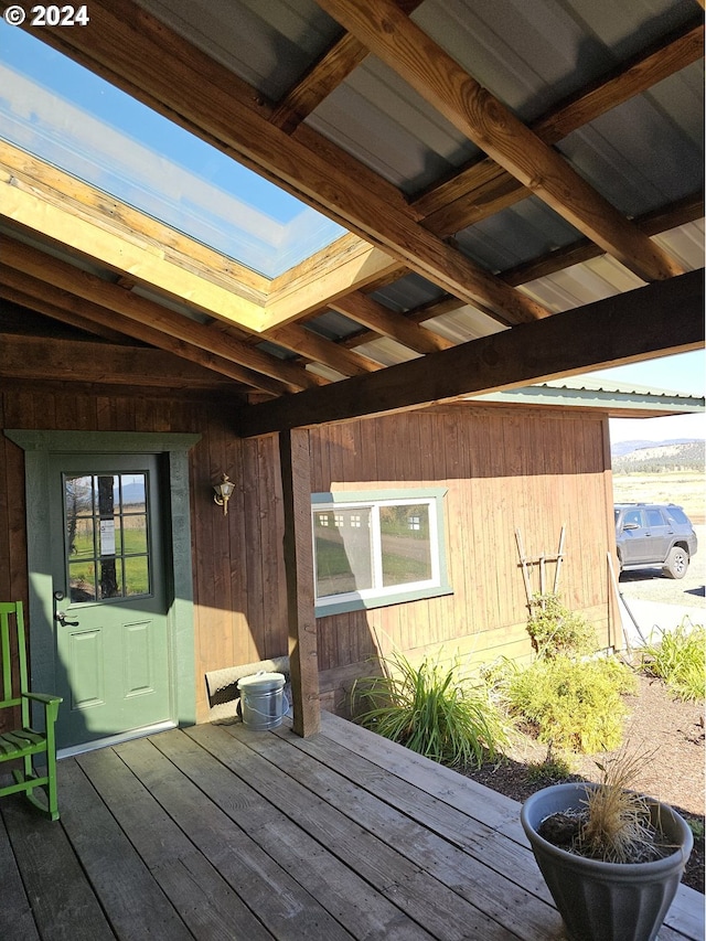 exterior space with metal roof