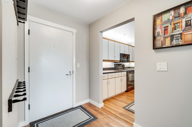 interior space with light hardwood / wood-style floors