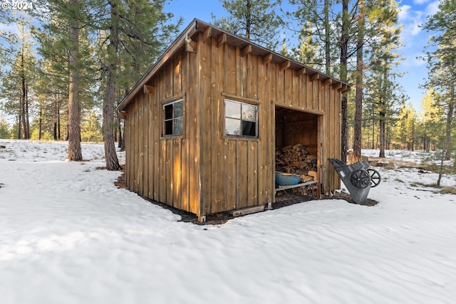 view of snow covered structure