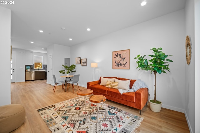 living room featuring light wood-type flooring