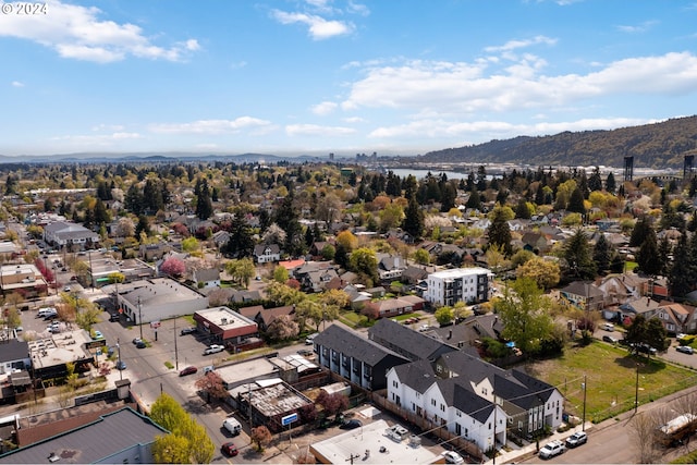 bird's eye view with a mountain view