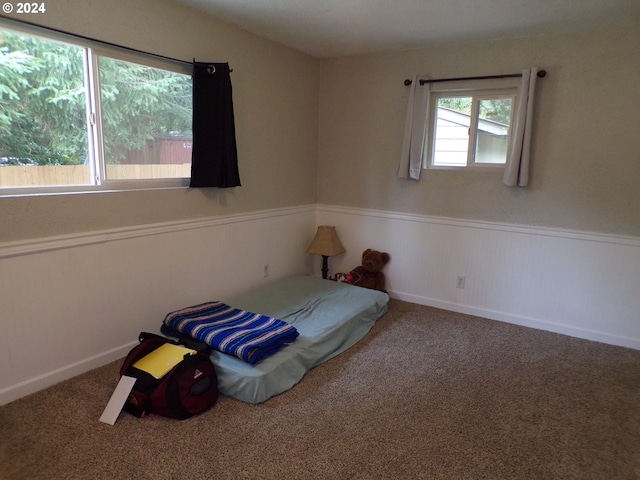 bedroom featuring carpet