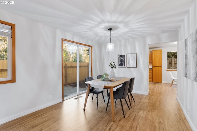 dining room with light hardwood / wood-style flooring