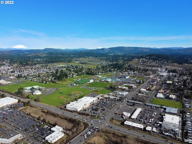 aerial overview of property's location featuring mountains