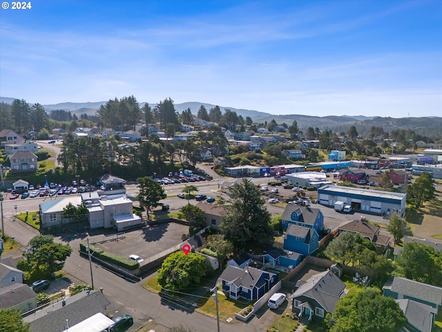 birds eye view of property with a mountain view