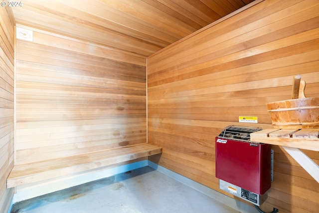 view of sauna / steam room featuring concrete floors