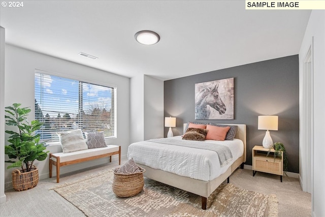 bedroom featuring carpet