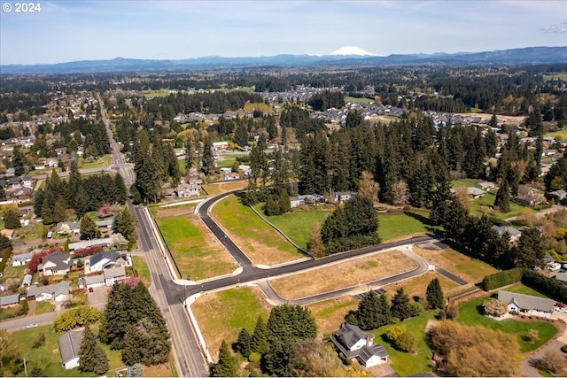 drone / aerial view with a mountain view