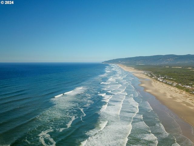 property view of water featuring a beach view