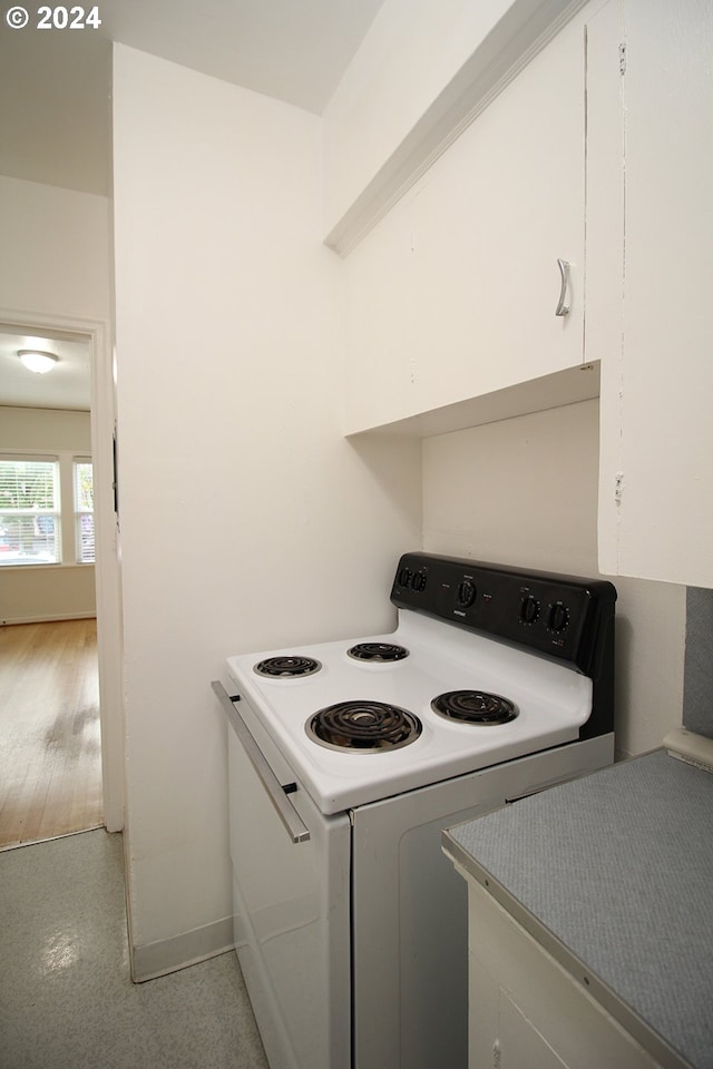 kitchen featuring white electric range