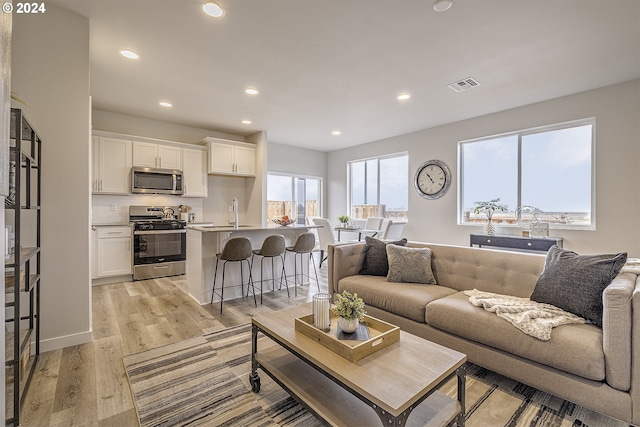 living room featuring light hardwood / wood-style floors