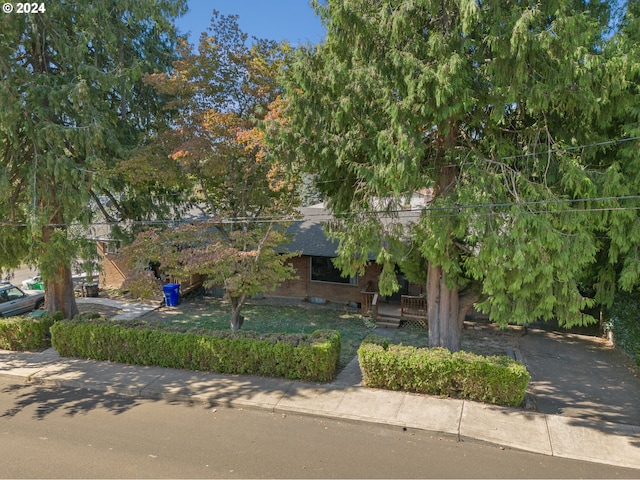 view of property hidden behind natural elements