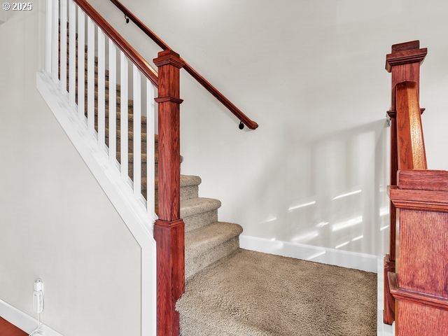 stairway with carpet flooring