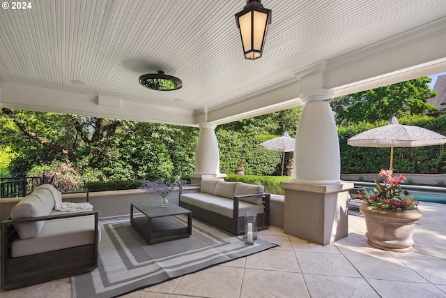 view of patio with an outdoor living space