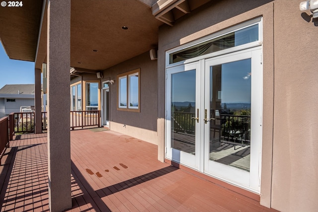 wooden deck with french doors