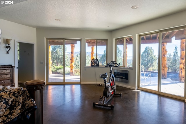 31367 Clarks Creek Rd, Mount Vernon, OR 97865 - workout room with a textured ceiling and baseboards