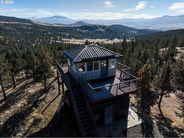 31367 Clarks Creek Rd, Mount Vernon, OR 97865 - aerial view of property and surrounding area featuring a forest and a mountain backdrop