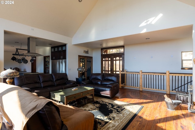 31367 Clarks Creek Rd, Mount Vernon, OR 97865 - living room featuring wood finished floors and high vaulted ceiling